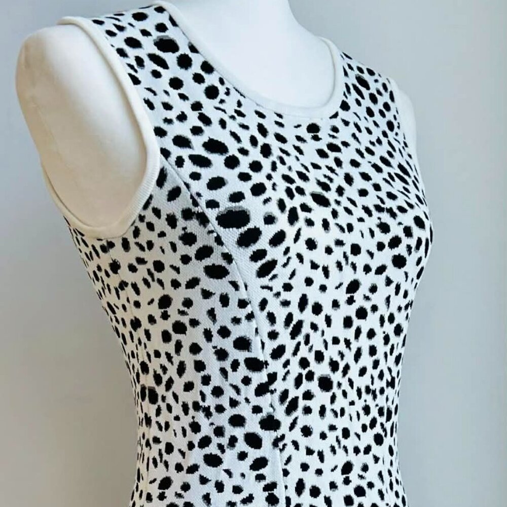 Pink Tartan Ivory & Black Stretch Viscose Knit Leopard Fit & Flare Dress – US XS